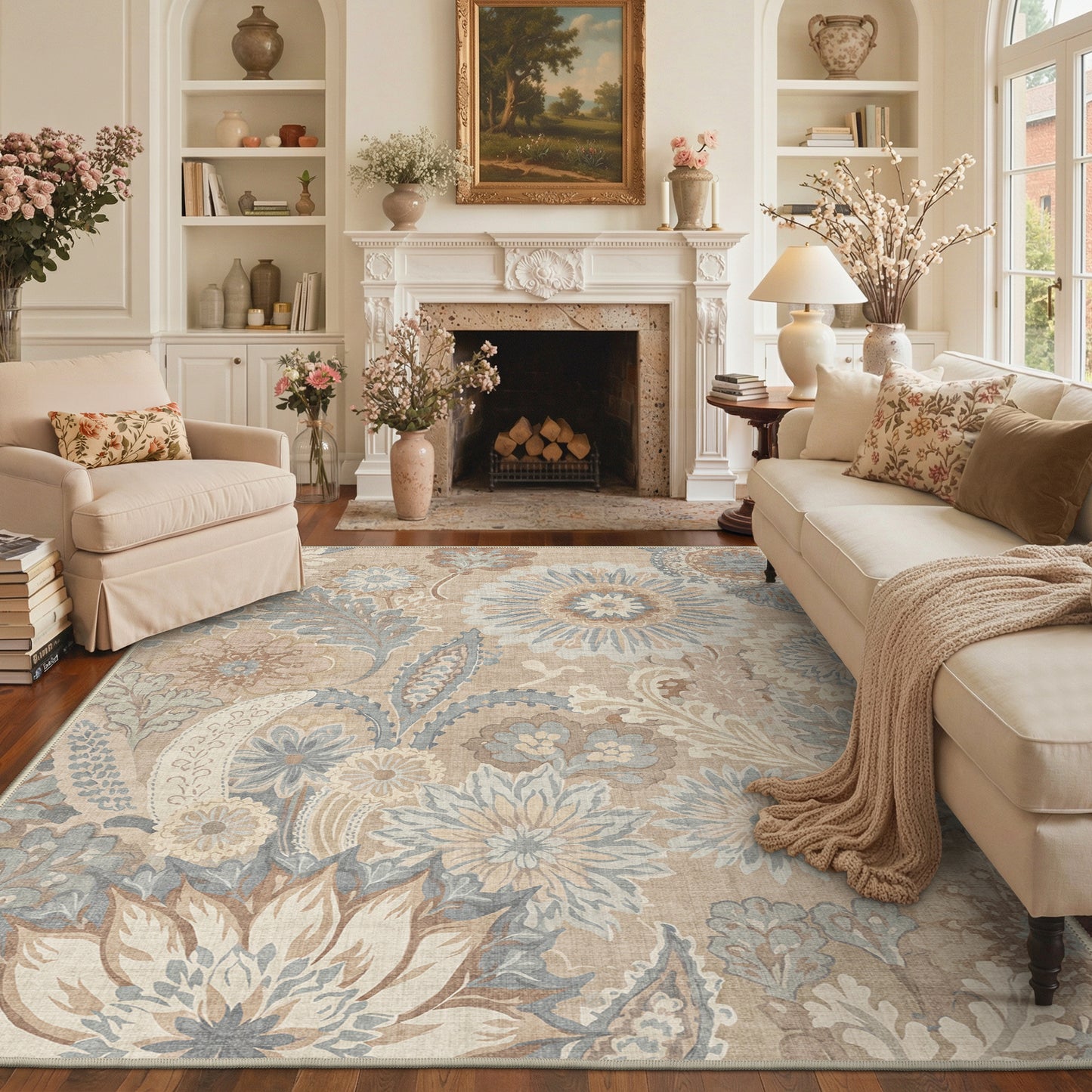 KUETH  Area Rugs Machine Washable Rugs for Living Room, Non Slip Throw Rug with Rubber Backing, Rug for Entryway、Bedroom、Kitchen、Floor and Dining Room