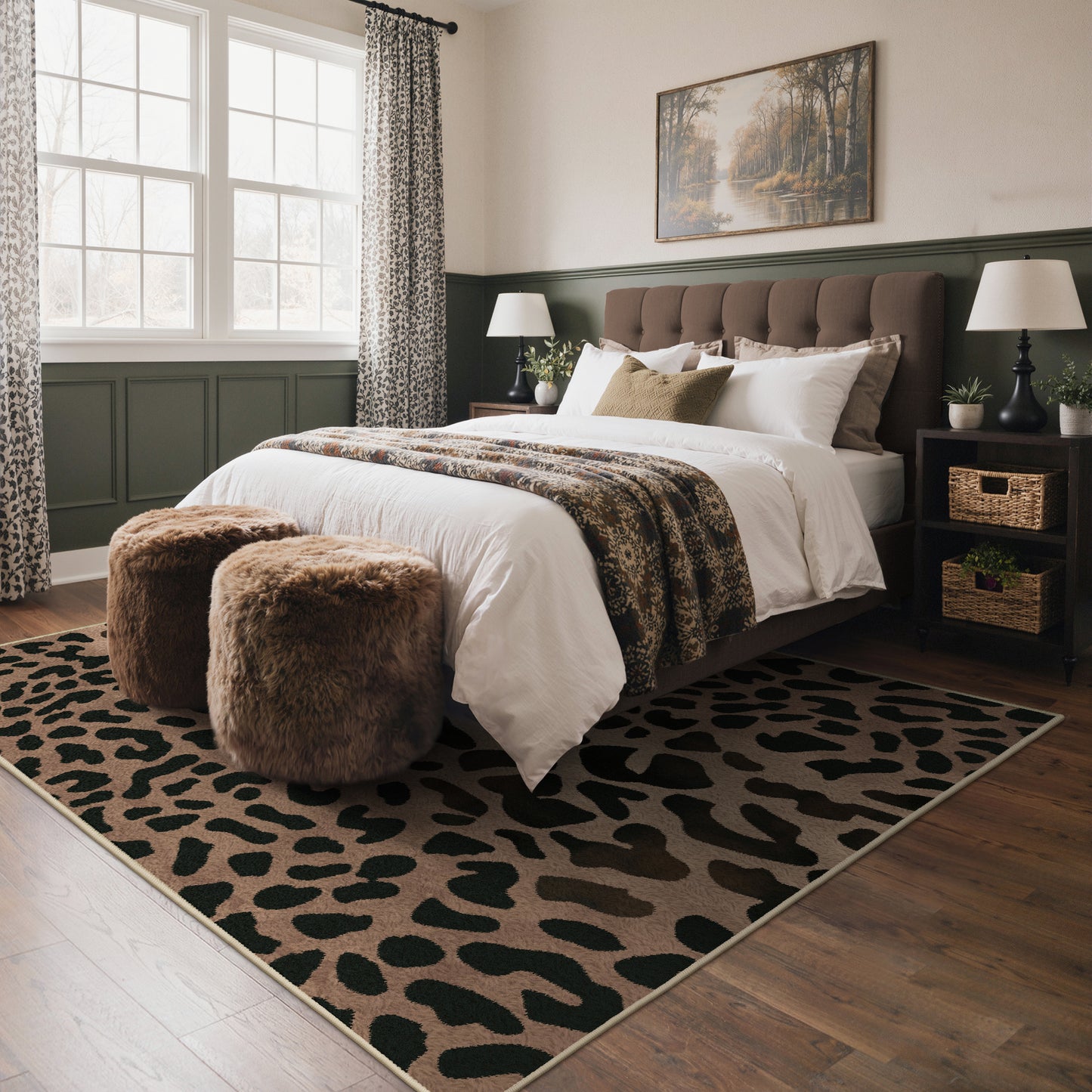 KUETH 5x7 Panthera Area Rugs Machine Washable Rugs for Living Room, Non Slip Flat Pile Rug with Rubber Backing, Modern Rug for Entryway Bedroom Dining Room Home Office