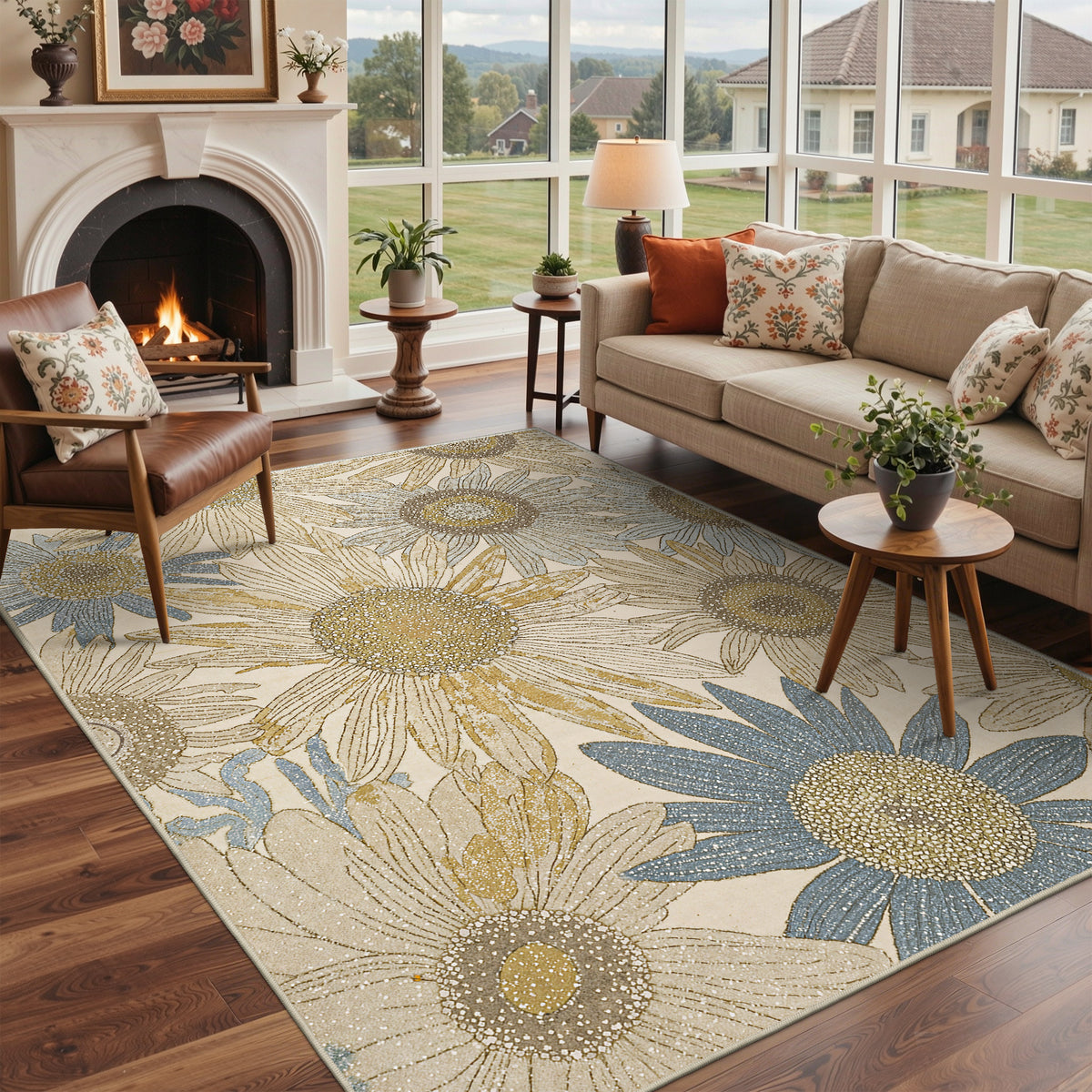 KUETH  Area Rugs Machine Washable Rugs for Living Room, Non Slip Throw Rug with Rubber Backing, Rug for Entryway、Bedroom、Kitchen、Floor and Dining Room