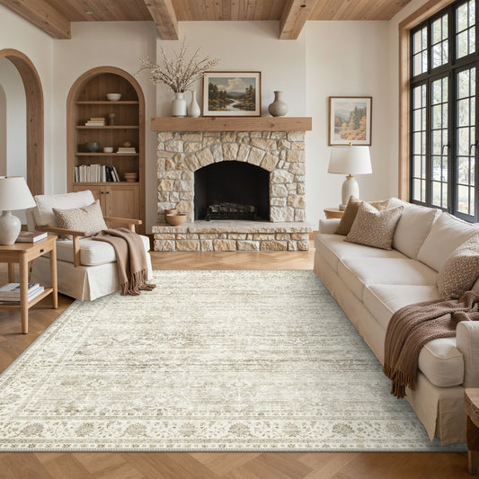 KUETH  Area Rugs Machine Washable Rugs for Living Room, Non Slip Throw Rug with Rubber Backing, Rug for Entryway、Bedroom、Kitchen、Floor and Dining Room