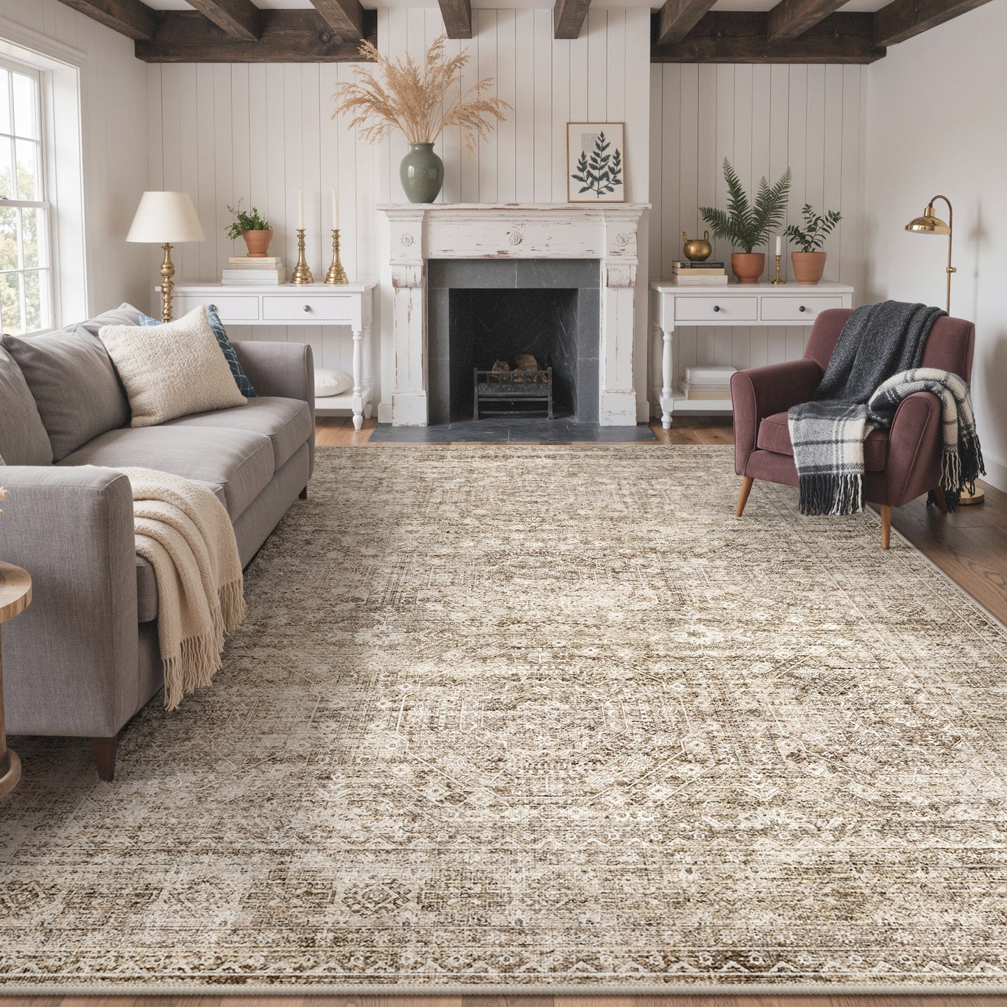 KUETH  Area Rugs Machine Washable Rugs for Living Room, Non Slip Throw Rug with Rubber Backing, Rug for Entryway、Bedroom、Kitchen、Floor and Dining Room