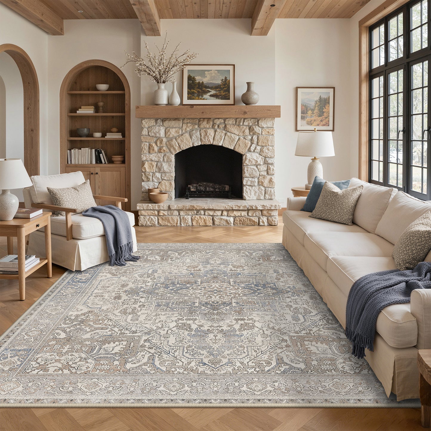 KUETH  Area Rugs Machine Washable Rugs for Living Room, Non Slip Throw Rug with Rubber Backing, Rug for Entryway、Bedroom、Kitchen、Floor and Dining Room