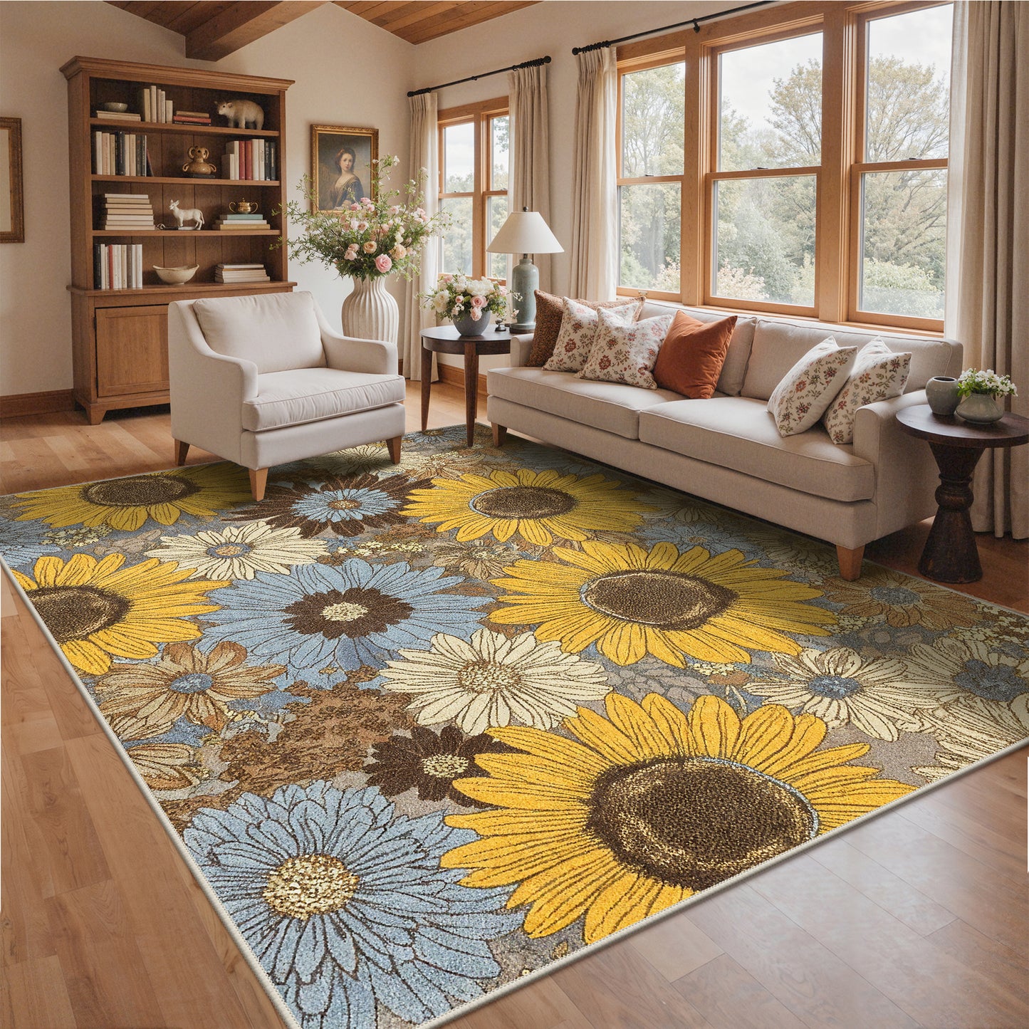 KUETH  Area Rugs Machine Washable Rugs for Living Room, Non Slip Throw Rug with Rubber Backing, Rug for Entryway、Bedroom、Kitchen、Floor and Dining Room