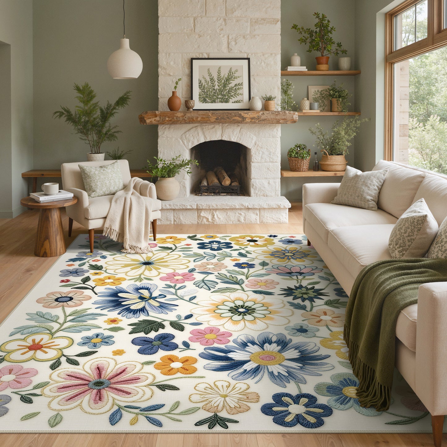 KUETH  Area Rugs Machine Washable Rugs for Living Room, Non Slip Throw Rug with Rubber Backing, Rug for Entryway、Bedroom、Kitchen、Floor and Dining Room
