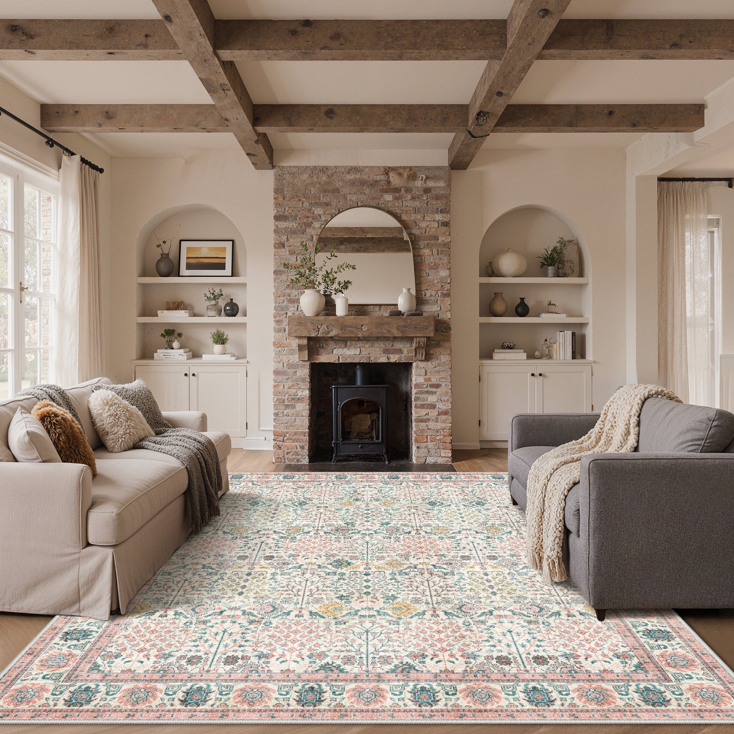 KUETH  Area Rugs Machine Washable Rugs for Living Room, Non Slip Throw Rug with Rubber Backing, Rug for Entryway、Bedroom、Kitchen、Floor and Dining Room