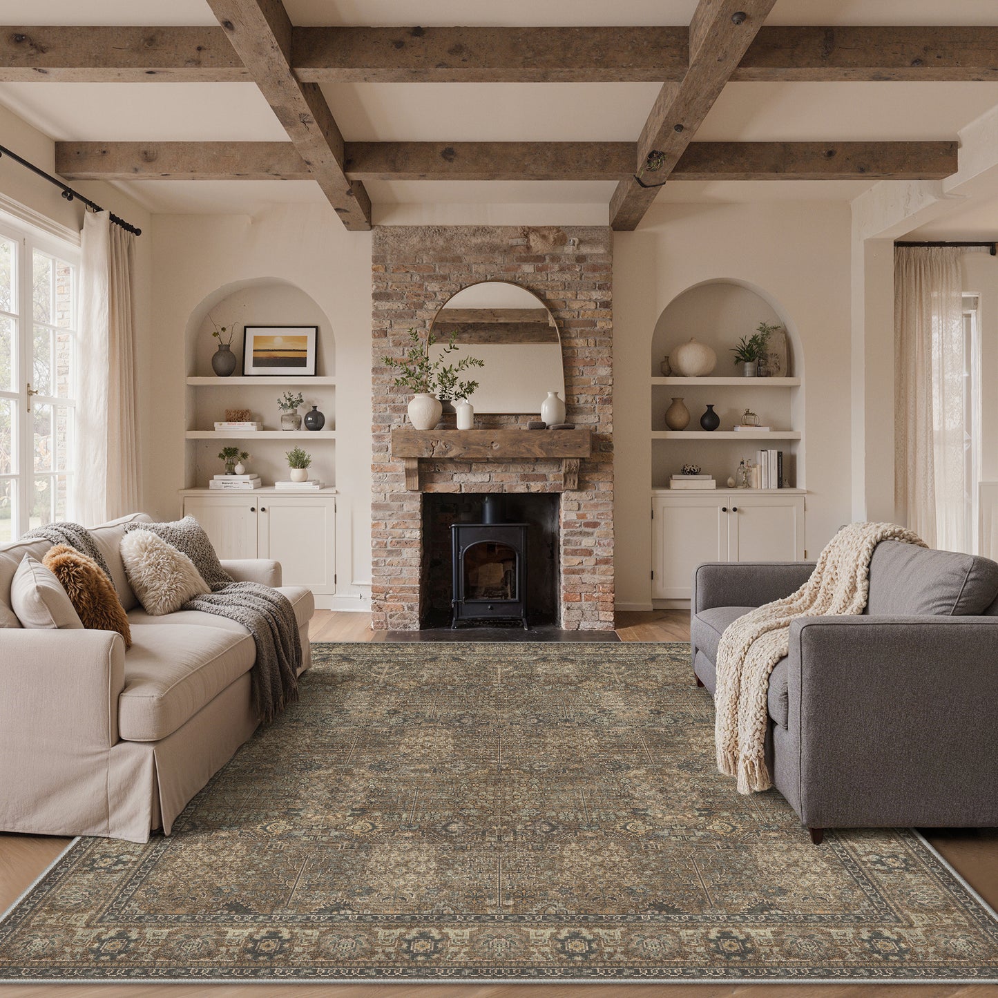 KUETH  Area Rugs Machine Washable Rugs for Living Room, Non Slip Throw Rug with Rubber Backing, Rug for Entryway、Bedroom、Kitchen、Floor and Dining Room