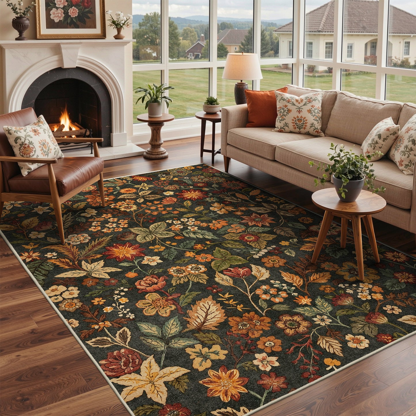 KUETH  Area Rugs Machine Washable Rugs for Living Room, Non Slip Throw Rug with Rubber Backing, Rug for Entryway、Bedroom、Kitchen、Floor and Dining Room