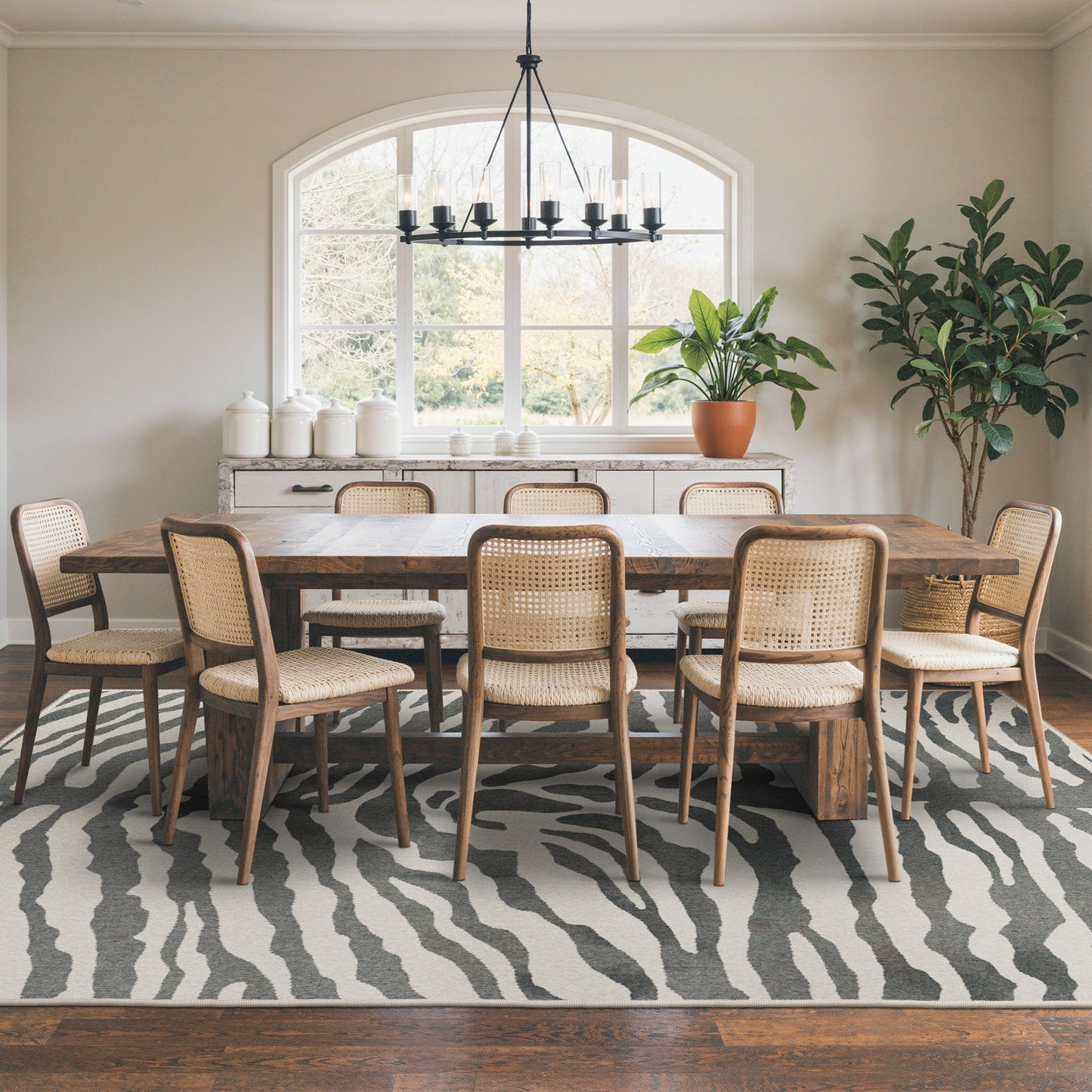 KUETH 5x7 Zebra Area Rugs Machine Washable Rugs for Living Room, Non Slip Flat Pile Rug with Rubber Backing, Modern Rug for Entryway Bedroom Dining Room Home Office