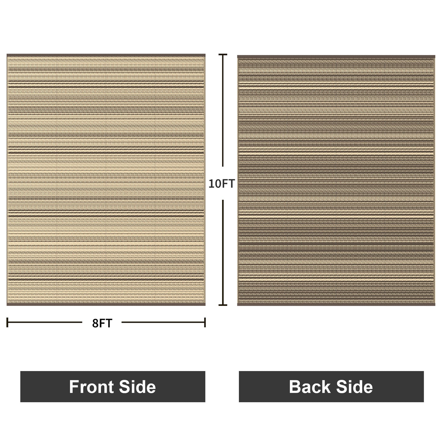 KUETH 8'x 10' Outdoor Waterproof Rug Camping Mat Patio Carpet,COFFEE&BEIGE