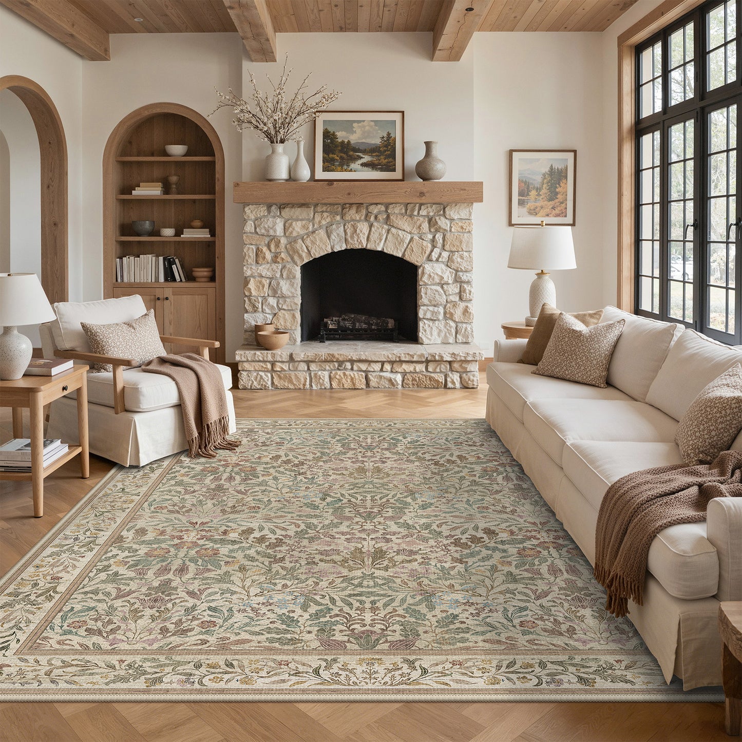 KUETH  Area Rugs Machine Washable Rugs for Living Room, Non Slip Throw Rug with Rubber Backing, Rug for Entryway、Bedroom、Kitchen、Floor and Dining Room