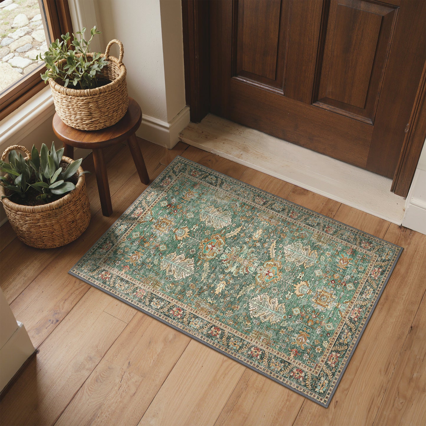 KUETH  Area Rugs Machine Washable Rugs for Living Room, Non Slip Throw Rug with Rubber Backing, Rug for Entryway、Bedroom、Kitchen、Floor and Dining Room