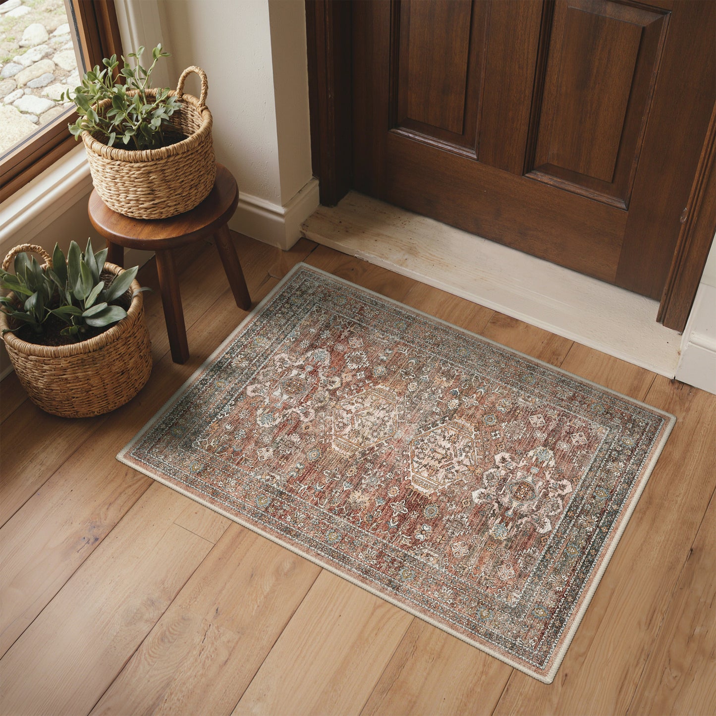 KUETH  Area Rugs Machine Washable Rugs for Living Room, Non Slip Throw Rug with Rubber Backing, Rug for Entryway、Bedroom、Kitchen、Floor and Dining Room