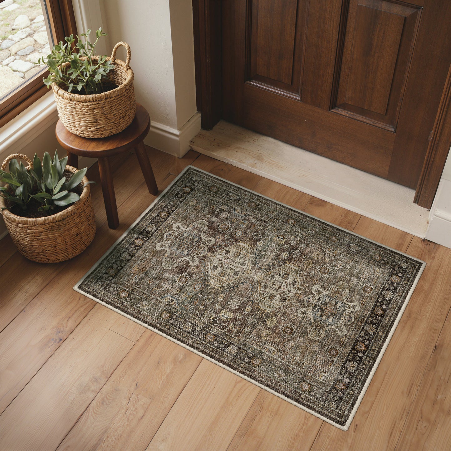 KUETH  Area Rugs Machine Washable Rugs for Living Room, Non Slip Throw Rug with Rubber Backing, Rug for Entryway、Bedroom、Kitchen、Floor and Dining Room