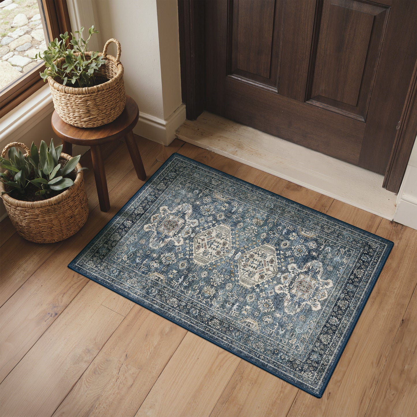 KUETH  Area Rugs Machine Washable Rugs for Living Room, Non Slip Throw Rug with Rubber Backing, Rug for Entryway、Bedroom、Kitchen、Floor and Dining Room