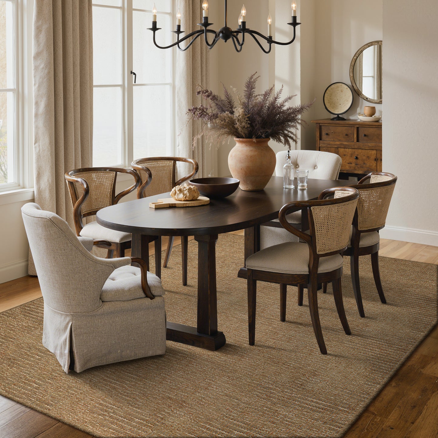 KUETH  Handwoven Natural Fiber Area Rug, Woven Natural Style Rug, Machine Washable Non-Slip for Living Room、 Bedroom and Dining Room.