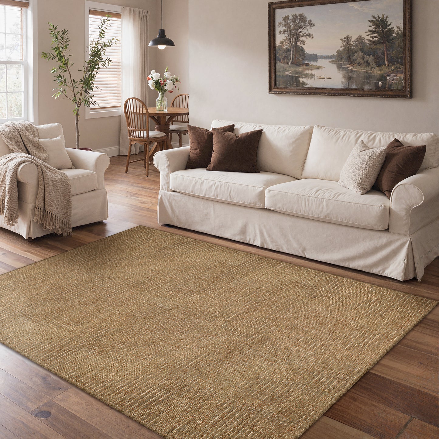 KUETH  Handwoven Natural Fiber Area Rug, Woven Natural Style Rug, Machine Washable Non-Slip for Living Room、 Bedroom and Dining Room.