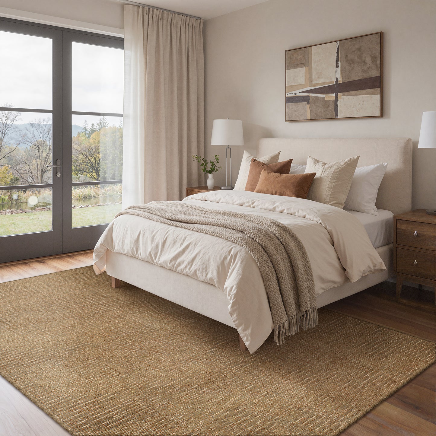 KUETH  Handwoven Natural Fiber Area Rug, Woven Natural Style Rug, Machine Washable Non-Slip for Living Room、 Bedroom and Dining Room.