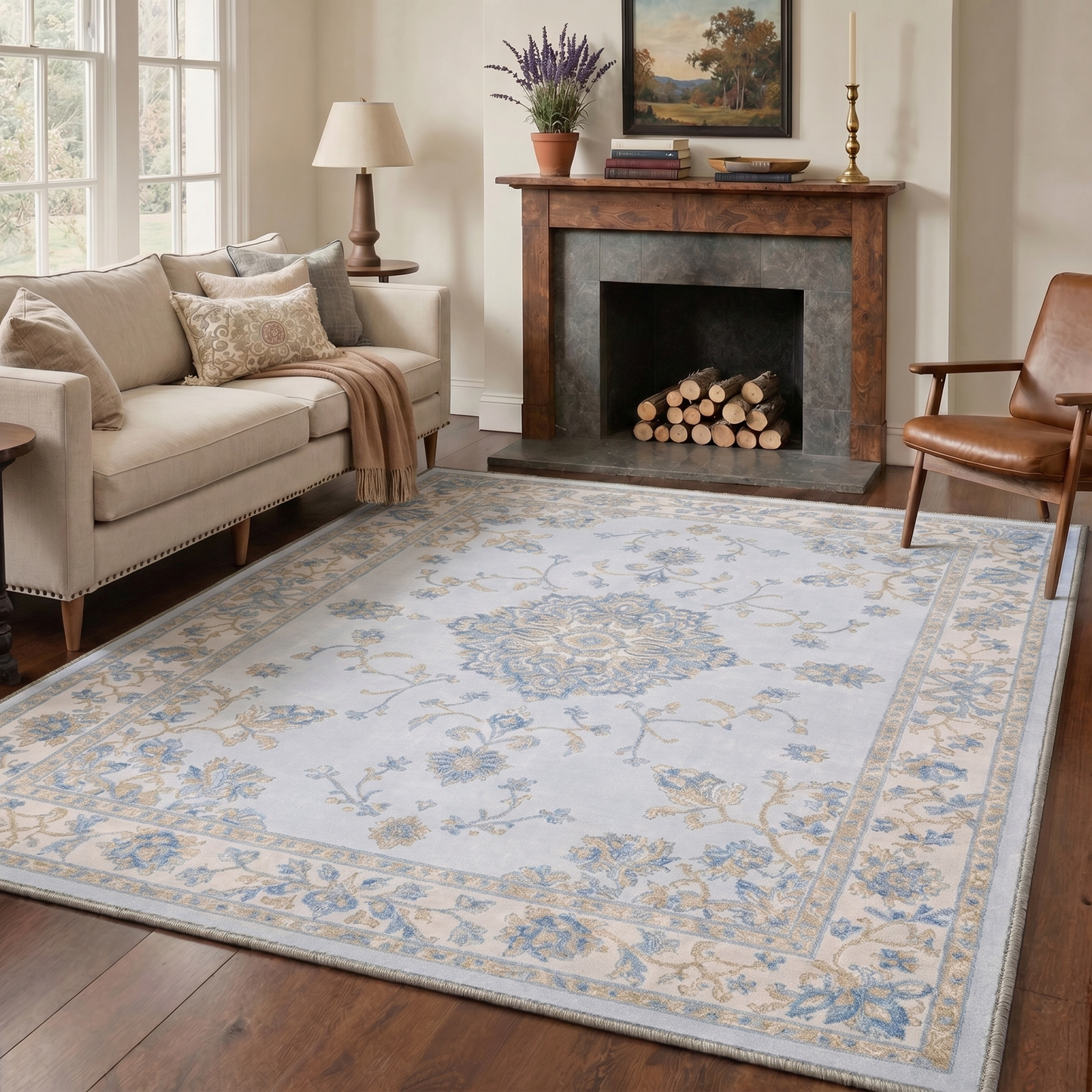 KUETH  Area Rugs Machine Washable Rugs for Living Room, Non Slip Throw Rug with Rubber Backing, Rug for Entryway、Bedroom、Kitchen、Floor and Dining Room