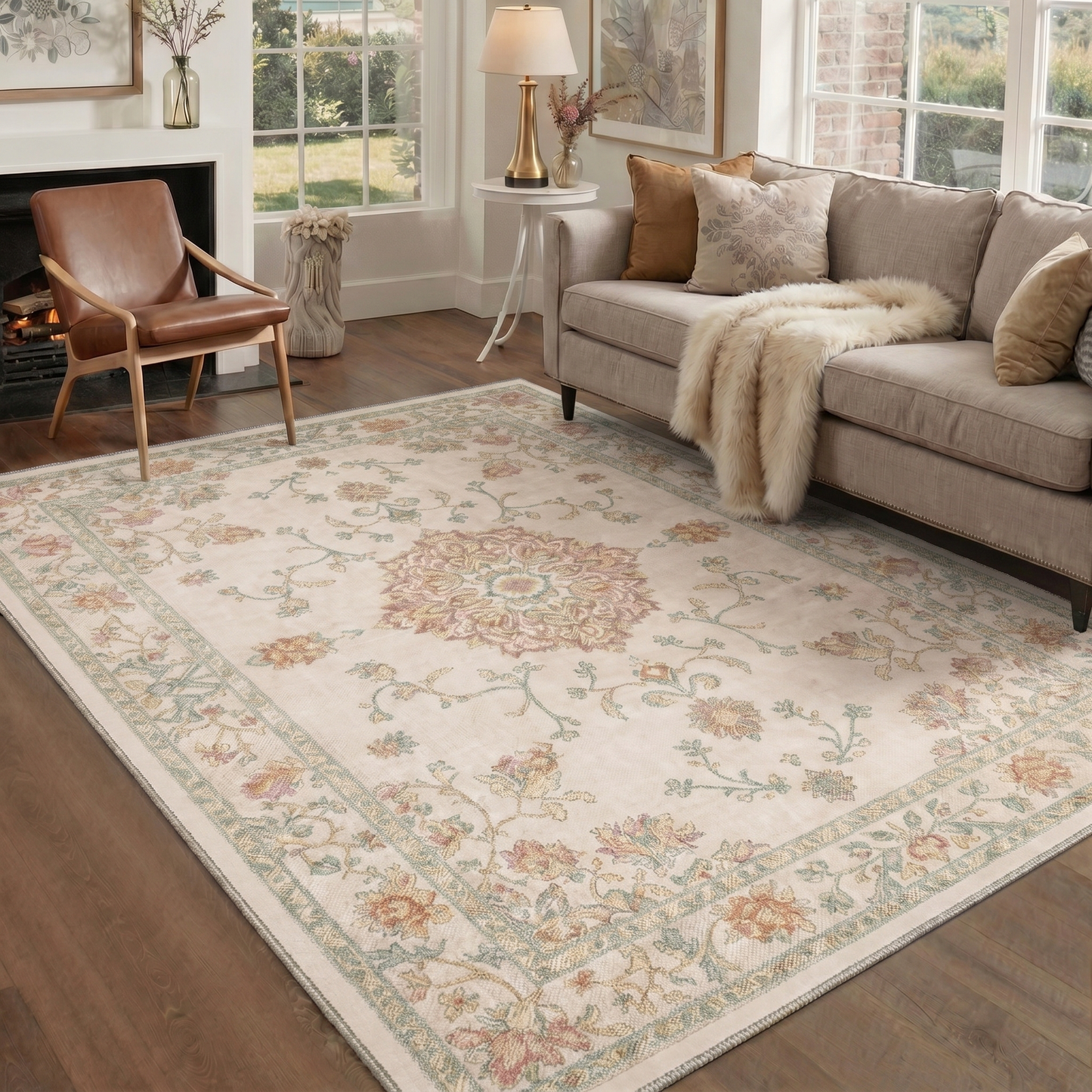 KUETH  Area Rugs Machine Washable Rugs for Living Room, Non Slip Throw Rug with Rubber Backing, Rug for Entryway、Bedroom、Kitchen、Floor and Dining Room