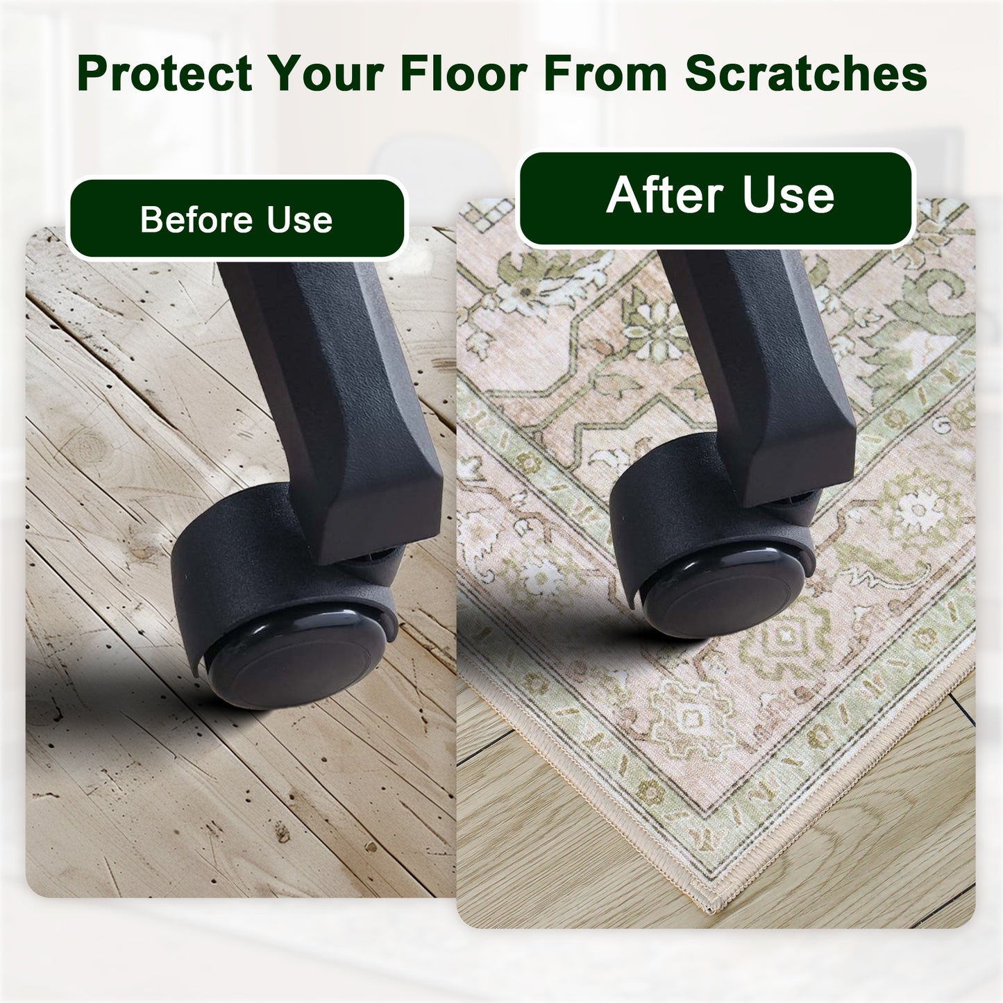 KUETH Protective Flooring Office Chair Mat for Hardwood Floor and Tile Floor, Heavy Duty Desk Chair Mat for Carpets, Anti Slip Office Floor Mats for Rolling Chairs, Low Pile Under Desk Rug