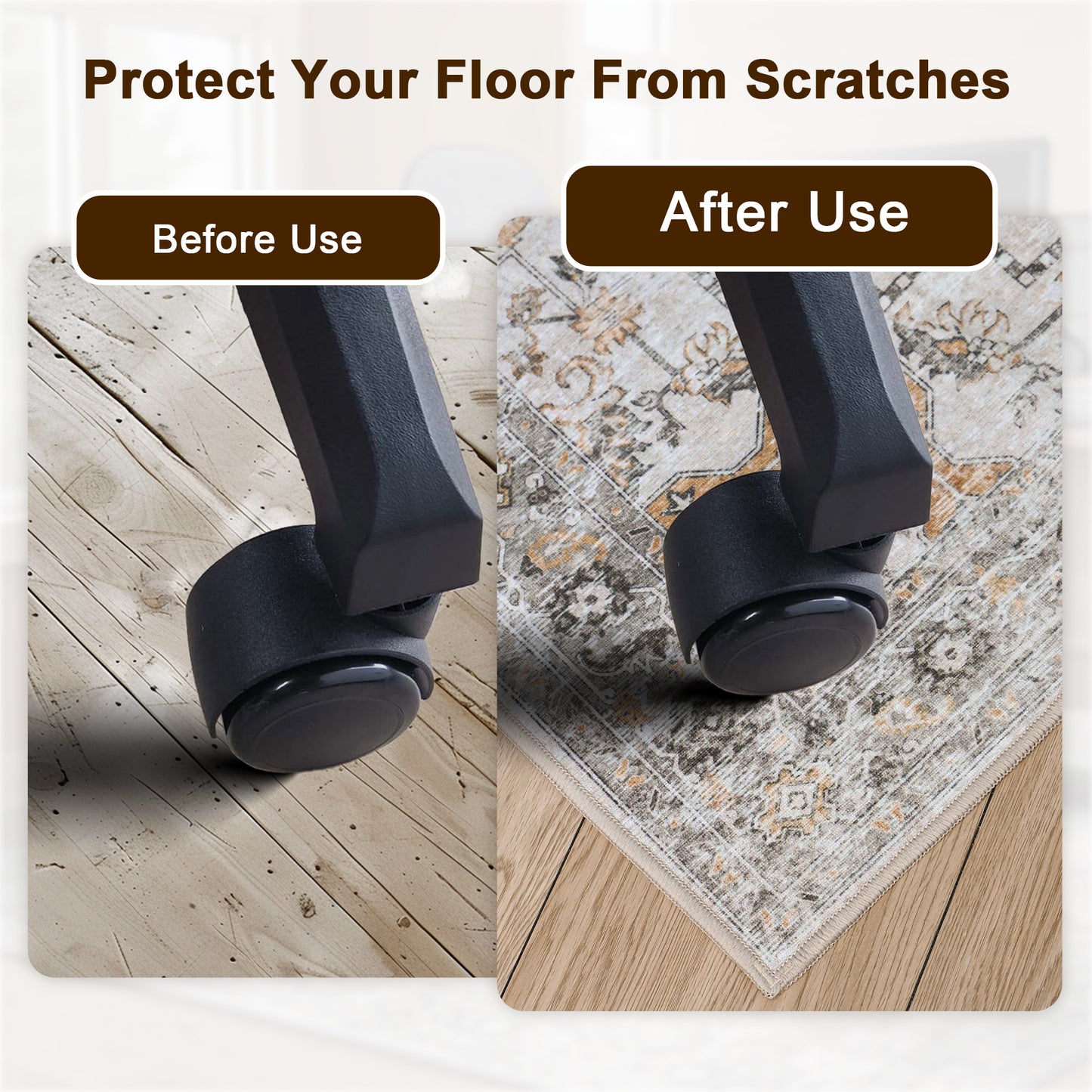 KUETH Protective Flooring Office Chair Mat for Hardwood Floor and Tile Floor, Heavy Duty Desk Chair Mat for Carpets, Anti Slip Office Floor Mats for Rolling Chairs, Low Pile Under Desk Rug