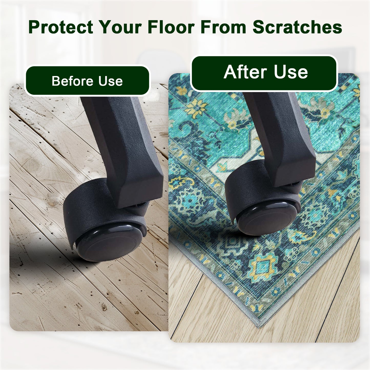 KUETH Protective Flooring Office Chair Mat for Hardwood Floor and Tile Floor, Heavy Duty Desk Chair Mat for Carpets, Anti Slip Office Floor Mats for Rolling Chairs, Low Pile Under Desk Rug