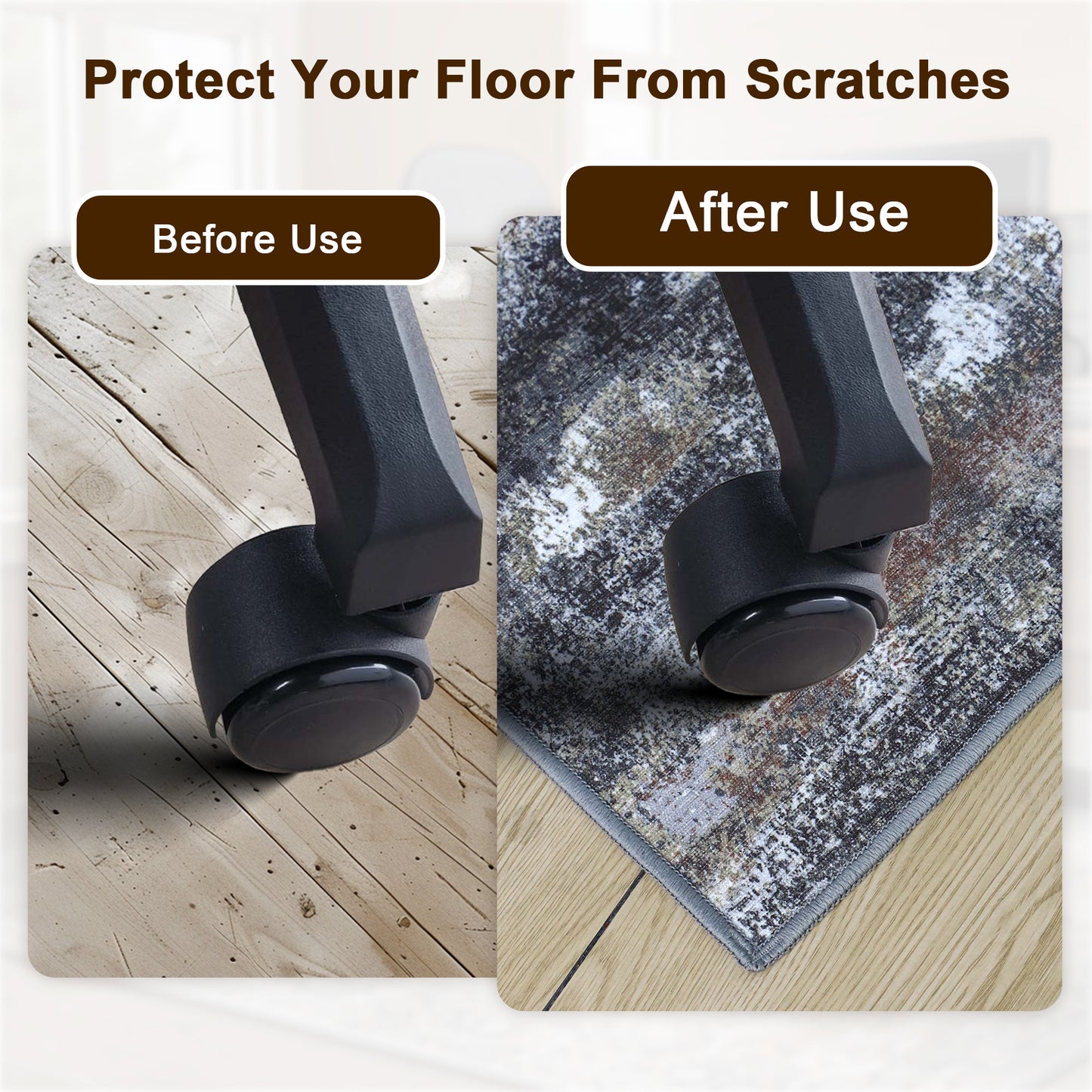 KUETH Protective Flooring Office Chair Mat for Hardwood Floor and Tile Floor, Heavy Duty Desk Chair Mat for Carpets, Anti Slip Office Floor Mats for Rolling Chairs, Low Pile Under Desk Rug