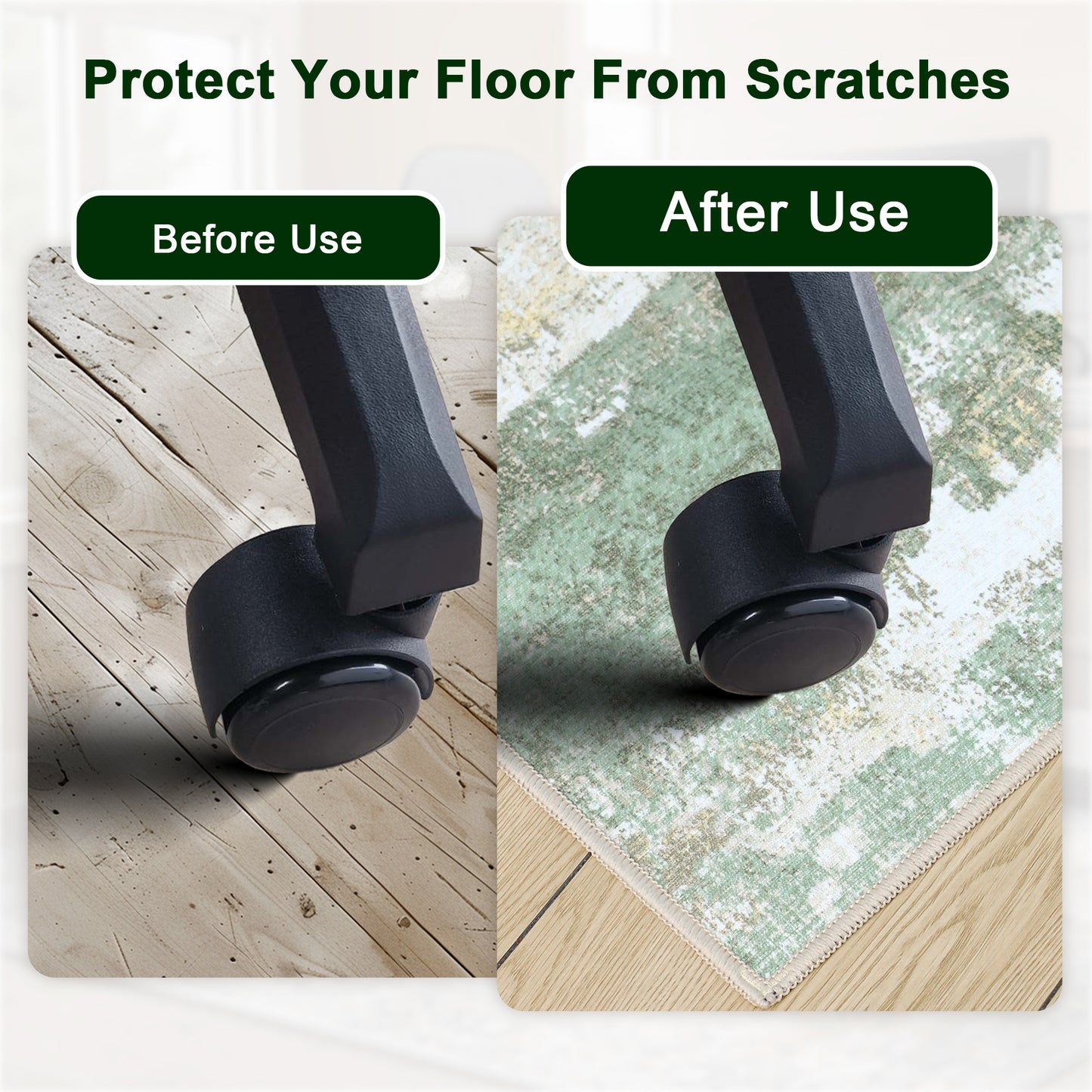 KUETH Protective Flooring Office Chair Mat for Hardwood Floor and Tile Floor, Heavy Duty Desk Chair Mat for Carpets, Anti Slip Office Floor Mats for Rolling Chairs, Low Pile Under Desk Rug