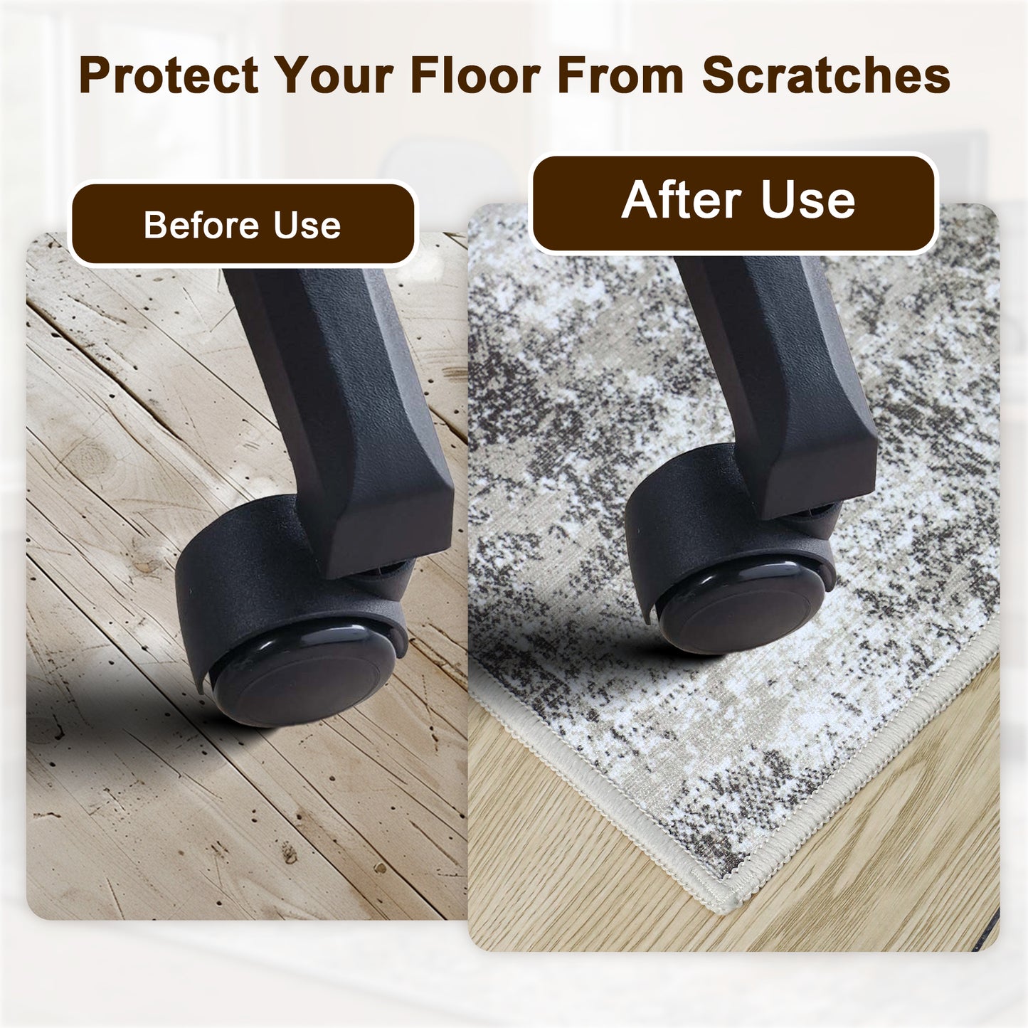 KUETH Protective Flooring Office Chair Mat for Hardwood Floor and Tile Floor, Heavy Duty Desk Chair Mat for Carpets, Anti Slip Office Floor Mats for Rolling Chairs, Low Pile Under Desk Rug