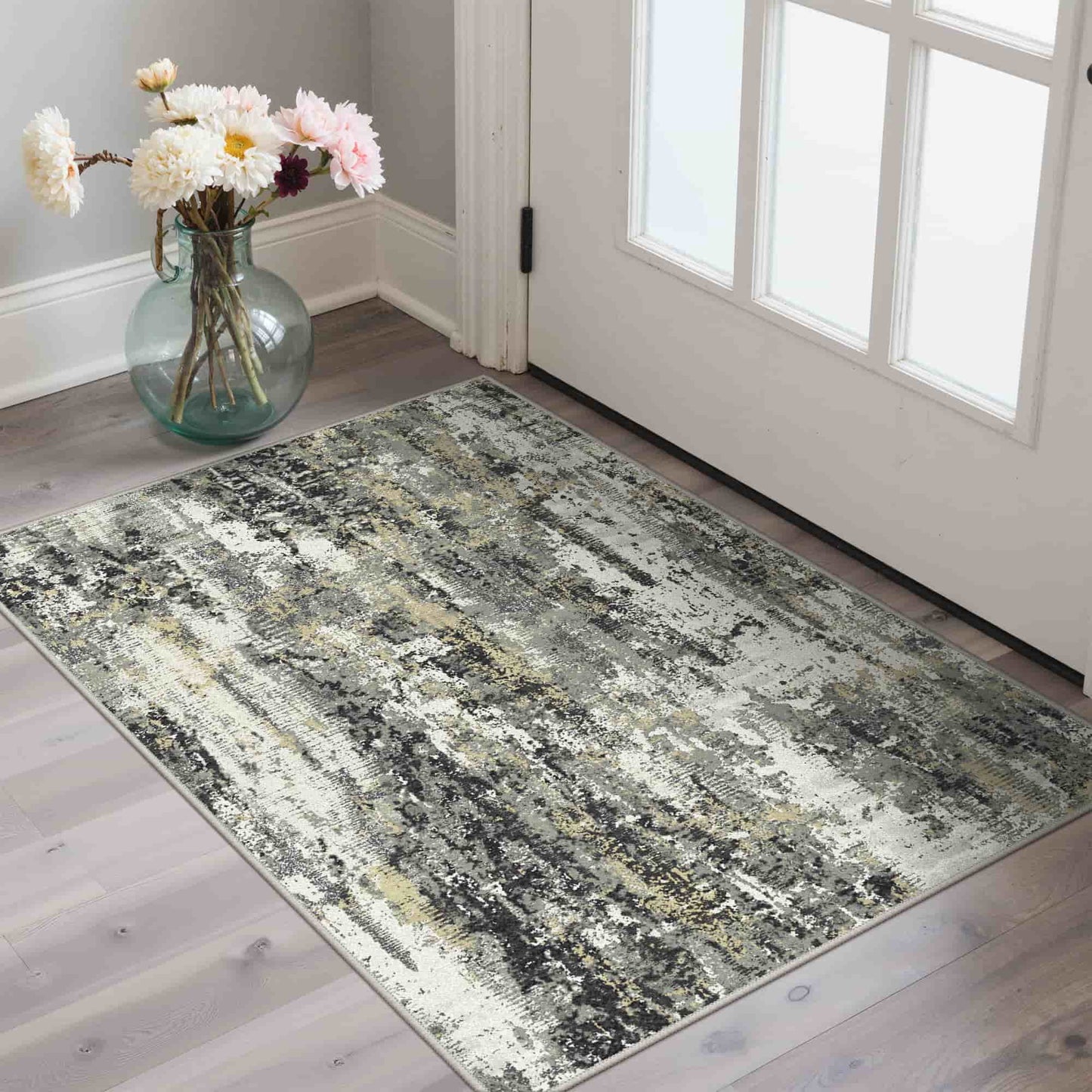 KUETH 8X10 Vintage Area Rugs Machine Washable Rugs for Living Room, Non Slip Flat Pile Rug with Rubber Backing, Boho Rug for Entryway Bedroom Dining Room Home Office