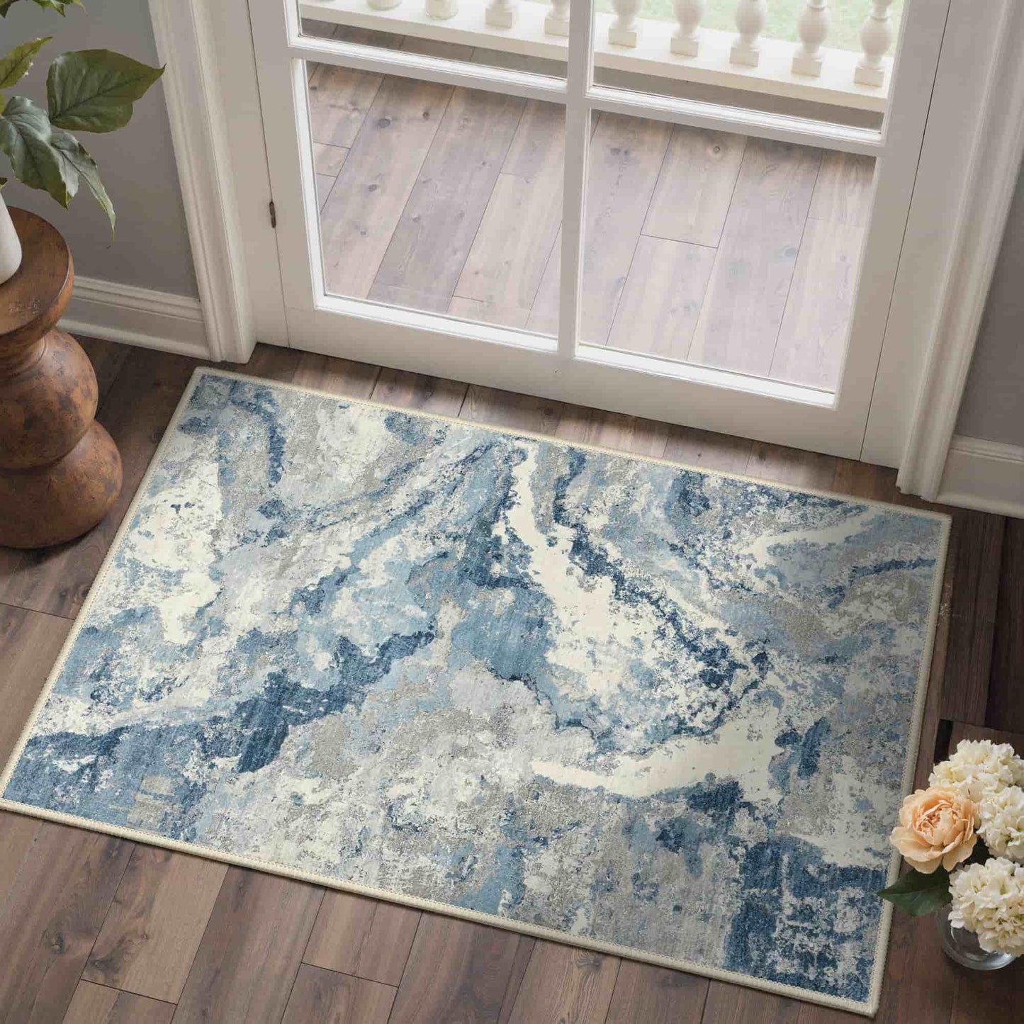 KUETH 8X10 Vintage Area Rugs Machine Washable Rugs for Living Room, Non Slip Flat Pile Rug with Rubber Backing, Boho Rug for Entryway Bedroom Dining Room Home Office