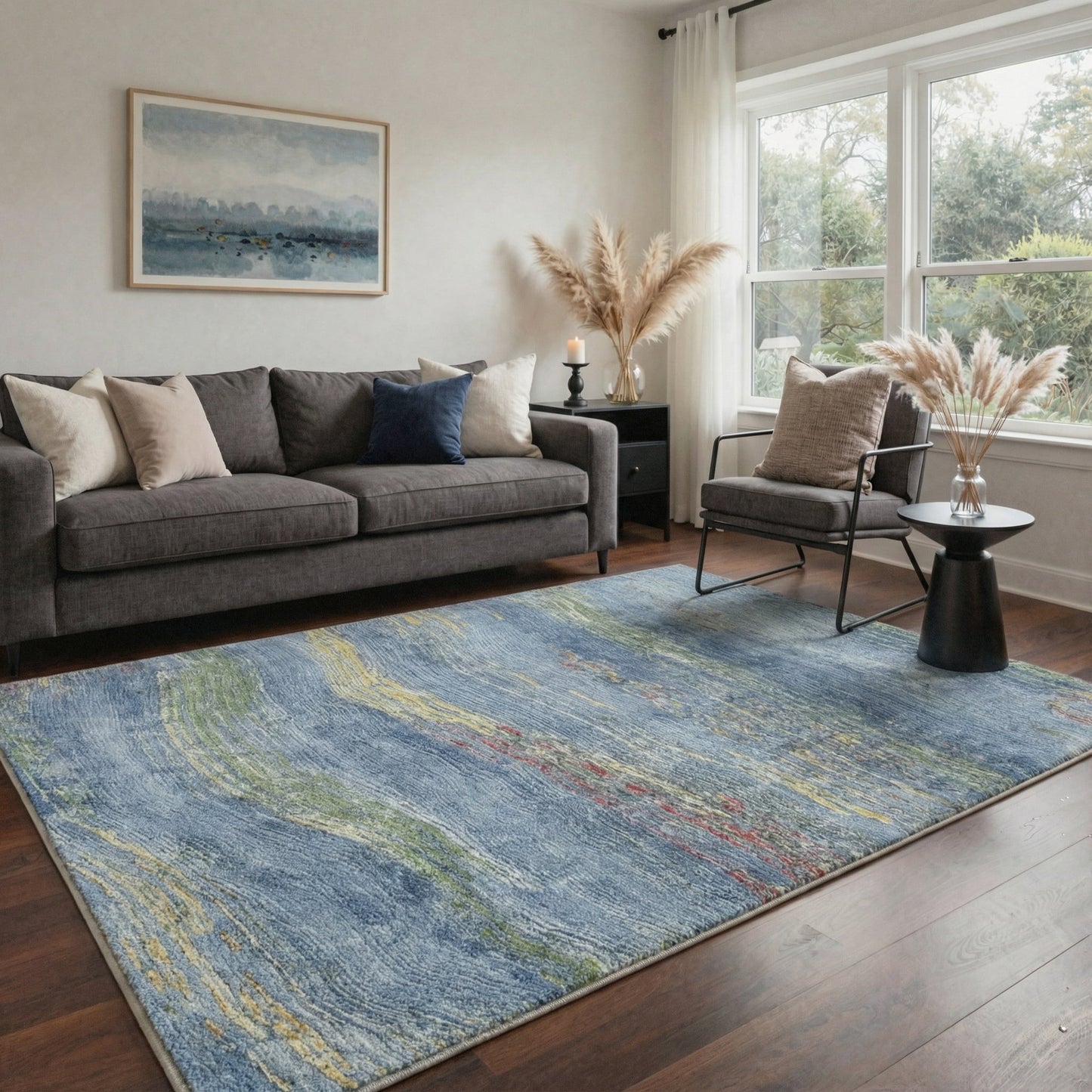 KUETH 8X10 Vintage Area Rugs Machine Washable Rugs for Living Room, Non Slip Flat Pile Rug with Rubber Backing, Boho Rug for Entryway Bedroom Dining Room Home Office