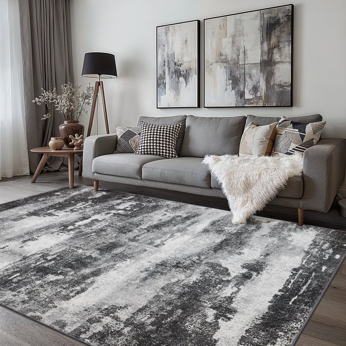KUETH 8X10 Vintage Area Rugs Machine Washable Rugs for Living Room, Non Slip Flat Pile Rug with Rubber Backing, Boho Rug for Entryway Bedroom Dining Room Home Office
