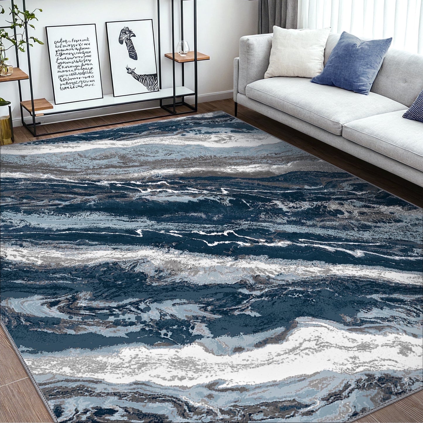 KUETH 8X10 Vintage Area Rugs Machine Washable Rugs for Living Room, Non Slip Flat Pile Rug with Rubber Backing, Boho Rug for Entryway Bedroom Dining Room Home Office