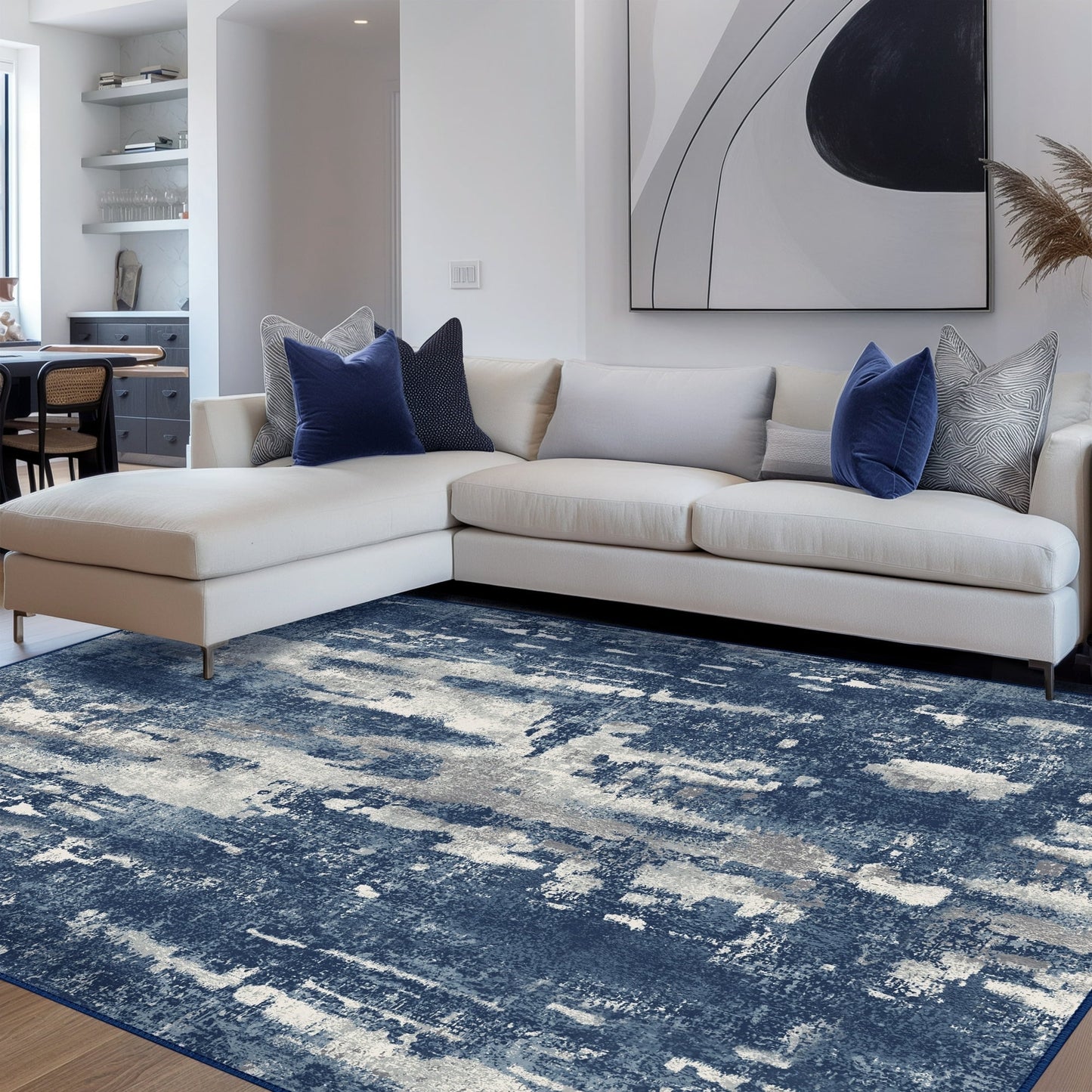 KUETH 8X10 Vintage Area Rugs Machine Washable Rugs for Living Room, Non Slip Flat Pile Rug with Rubber Backing, Boho Rug for Entryway Bedroom Dining Room Home Office