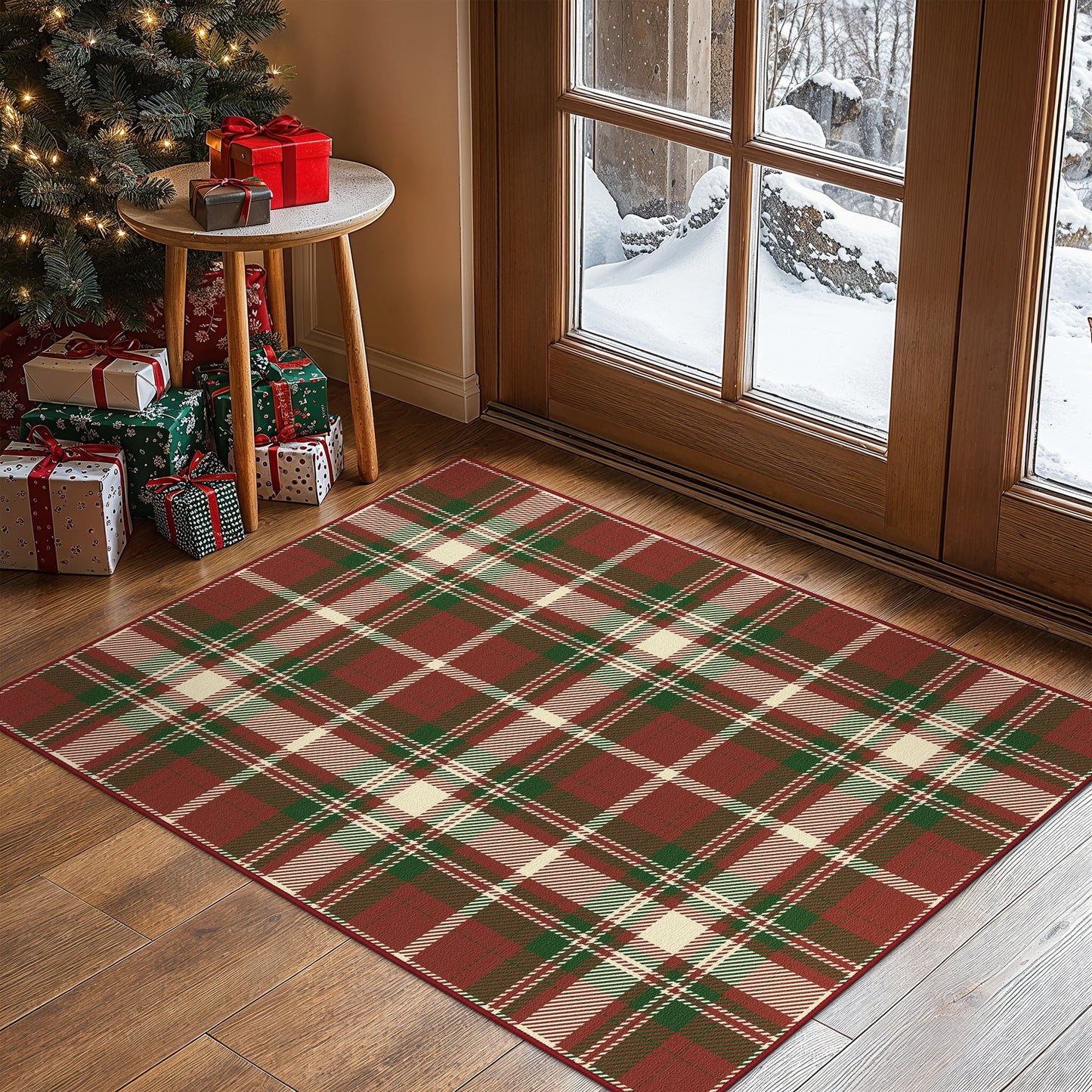 KUETH 8X10 Large Indoor Christmas Area Rug, Christmas Rugs for Living Room,Machine Washable Rug, Ultra-thin Printed, Non-Slip Rug, Bedroom, Kitchen, Dinning Room