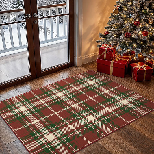 KUETH 3X5 Area Rugs Christmas Rug, Machine Washable Rug, Runner Rug for Livingroom, Printed Christmas Decor, Non Slip Rug, Low Pile for Room