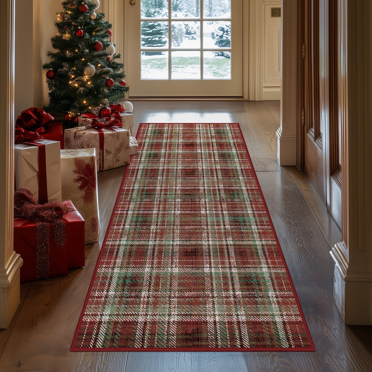 KUETH 8X10 Large Indoor Christmas Area Rug, Christmas Rugs for Living Room,Machine Washable Rug, Ultra-thin Printed, Non-Slip Rug, Bedroom, Kitchen, Dinning Room