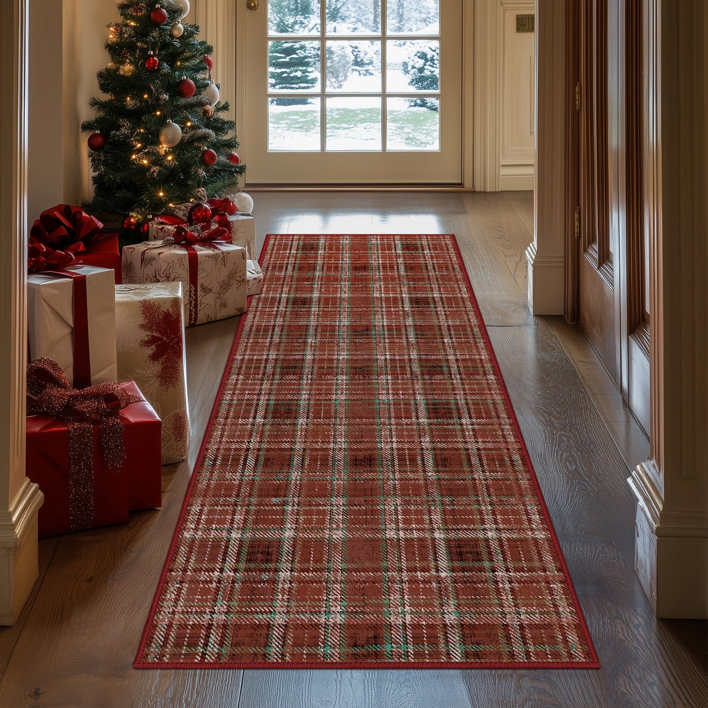 KUETH 8X10 Large Indoor Christmas Area Rug, Christmas Rugs for Living Room,Machine Washable Rug, Ultra-thin Printed, Non-Slip Rug, Bedroom, Kitchen, Dinning Room