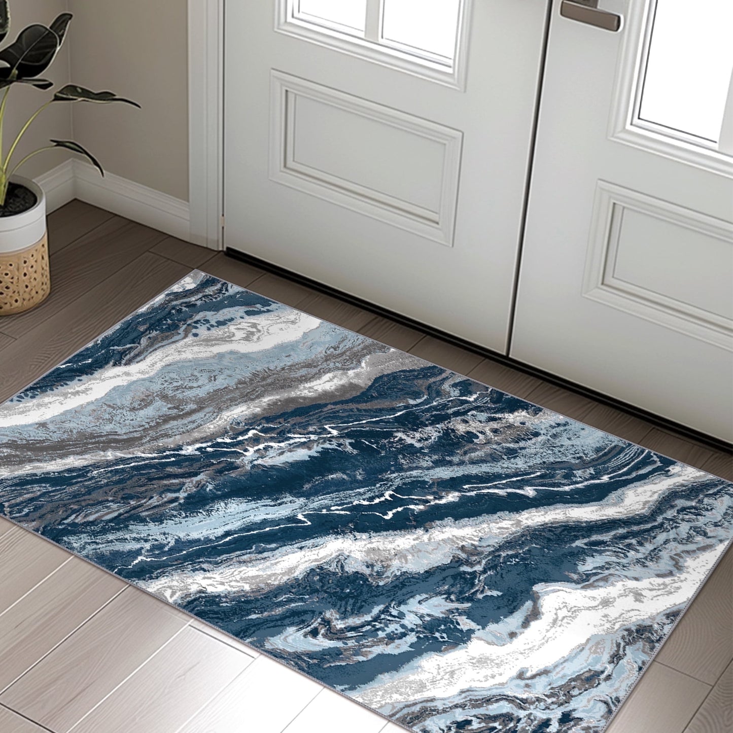 KUETH 8X10 Vintage Area Rugs Machine Washable Rugs for Living Room, Non Slip Flat Pile Rug with Rubber Backing, Boho Rug for Entryway Bedroom Dining Room Home Office