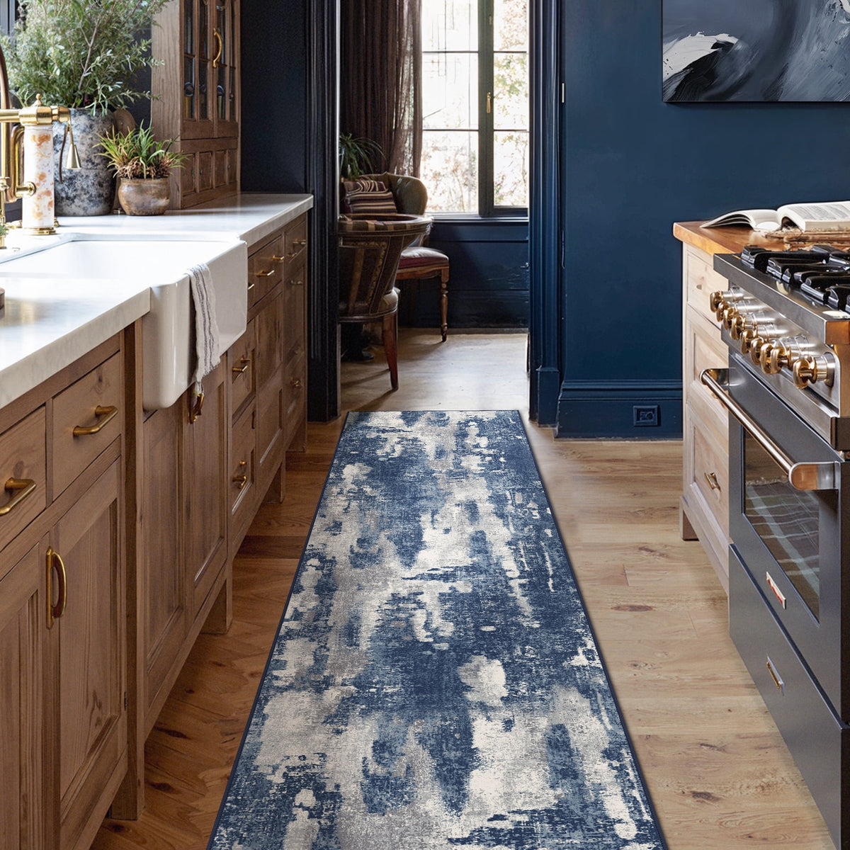 KUETH 8X10 Vintage Area Rugs Machine Washable Rugs for Living Room, Non Slip Flat Pile Rug with Rubber Backing, Boho Rug for Entryway Bedroom Dining Room Home Office