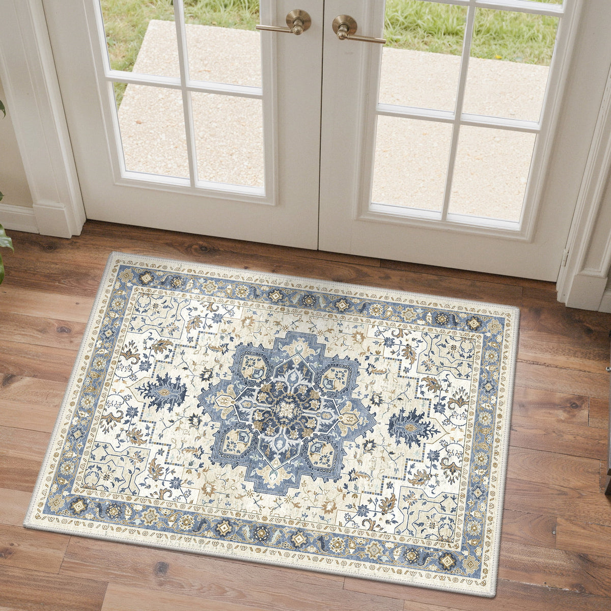 KUETH Modern 8x10 Area Rugs for Living Room, Non Slip Machine Washable Retro Rugs, Low Pile Chenille Print Rug for Bedroom, Dining Room, Home Office