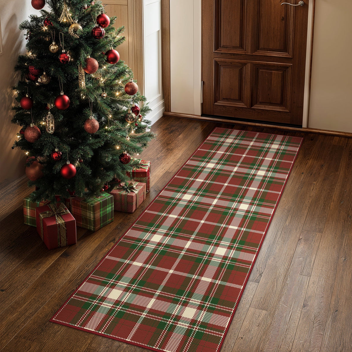 KUETH 8X10 Large Indoor Christmas Area Rug, Christmas Rugs for Living Room,Machine Washable Rug, Ultra-thin Printed, Non-Slip Rug, Bedroom, Kitchen, Dinning Room