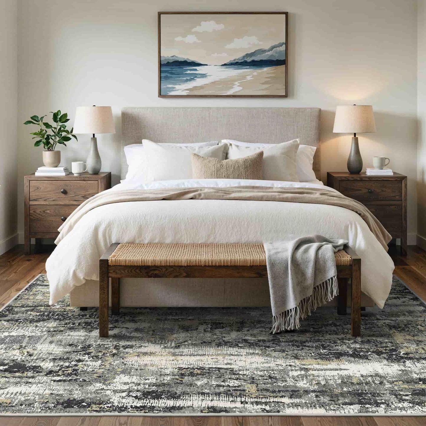 KUETH 3×5 Area Rug Washable for Living Room, Large Black Print Pattern Modern Abstract Soft Non Slip Low Pile Indoor Rug, Bedroom, Dinning Room