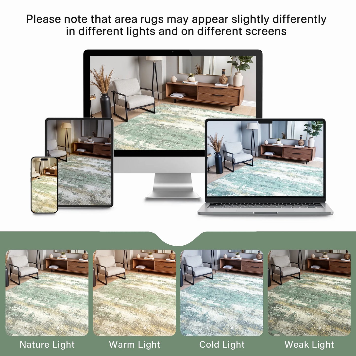 KUETH 2'x7' Area Rugs for Living Room, Non Slip Machine Washable Vintage Indoor Rug, Low Pile Print Rug for Bedroom Dining Room Home Office