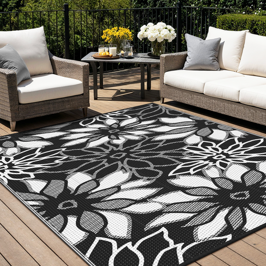 KUETH 5'x 8' Outdoor Waterproof Rug Plastic Mat Easy cleaning Durable Fashion Recyclable Material