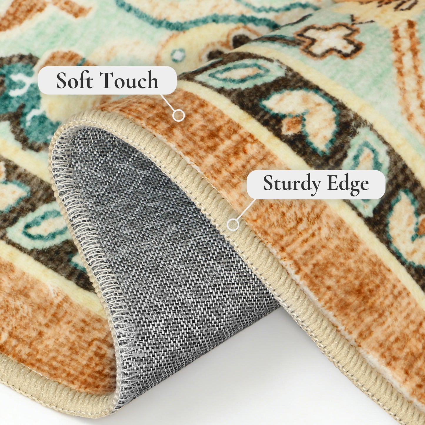 KUETH 5'x7' Tiger Area Rugs for Living Room, Non Slip Machine Washable Vintage Boho Rug, Low Pile Print Rug for Bedroom Dining Room Home Office