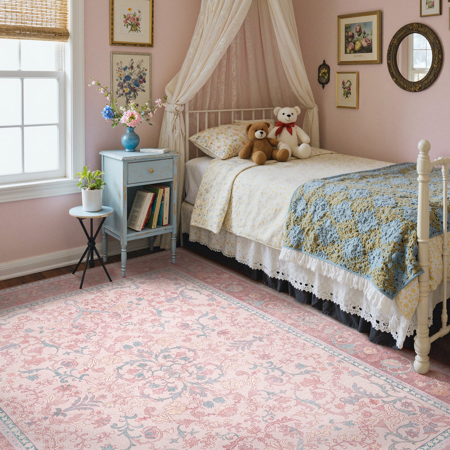 KUETH 5X7 Area Rugs Machine Washable Rugs for Living Room, Non Slip Throw Rug with Rubber Backing, Rug for Entryway、Bedroom、Kitchen、Floor and Dining Room