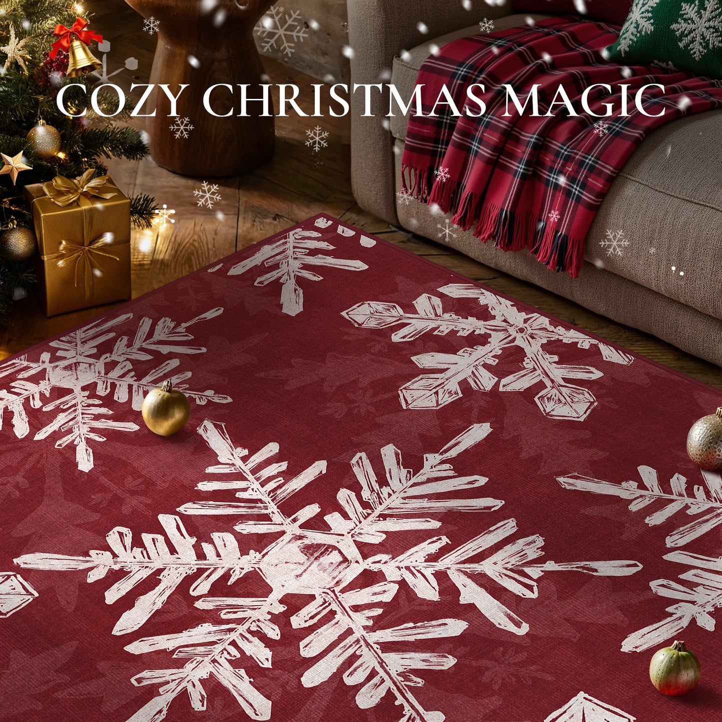 KUETH Christmas Runner Rugs 2x3 Machine Washable Non Slip Red Rugs for Kitchen,doorways and Hallway Decor