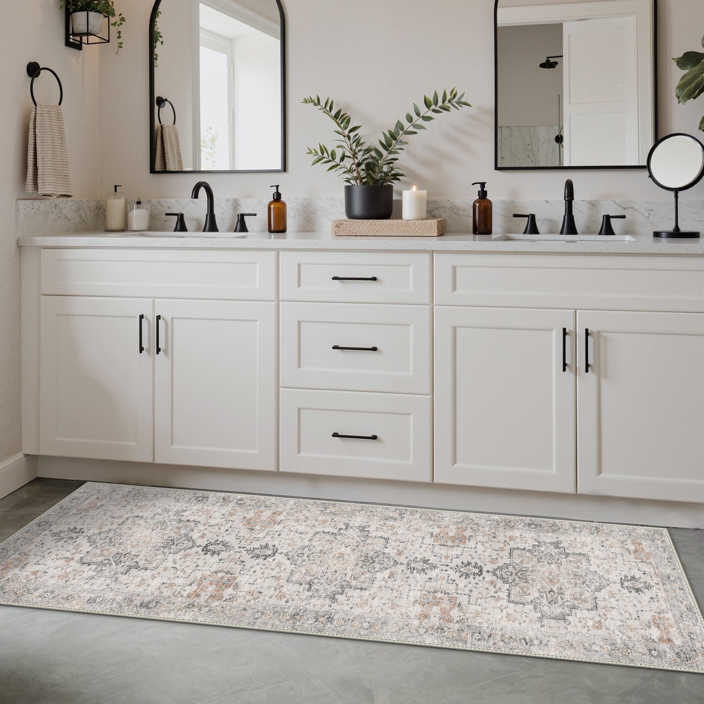 KUETH  Area Rugs for Living Room, Non Slip Machine Washable Retro Rugs, Ultra-thin Print Rug for Bedroom, Dining Room, Home Office.